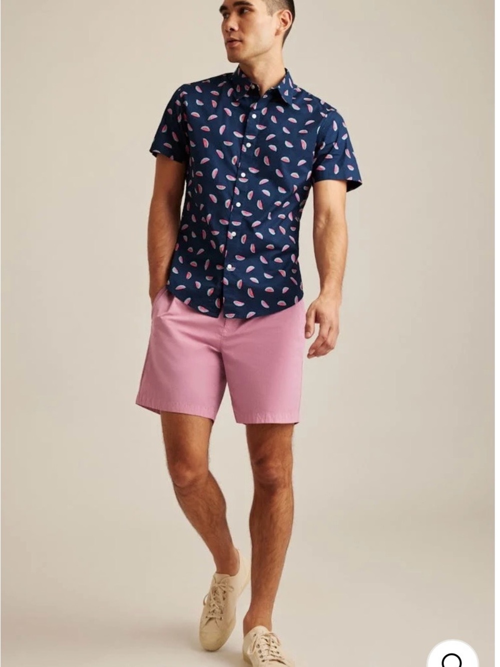 Bonobos Painted Watermelon Toss Riviera Short Sleeve Slim Button Up Shirt Large